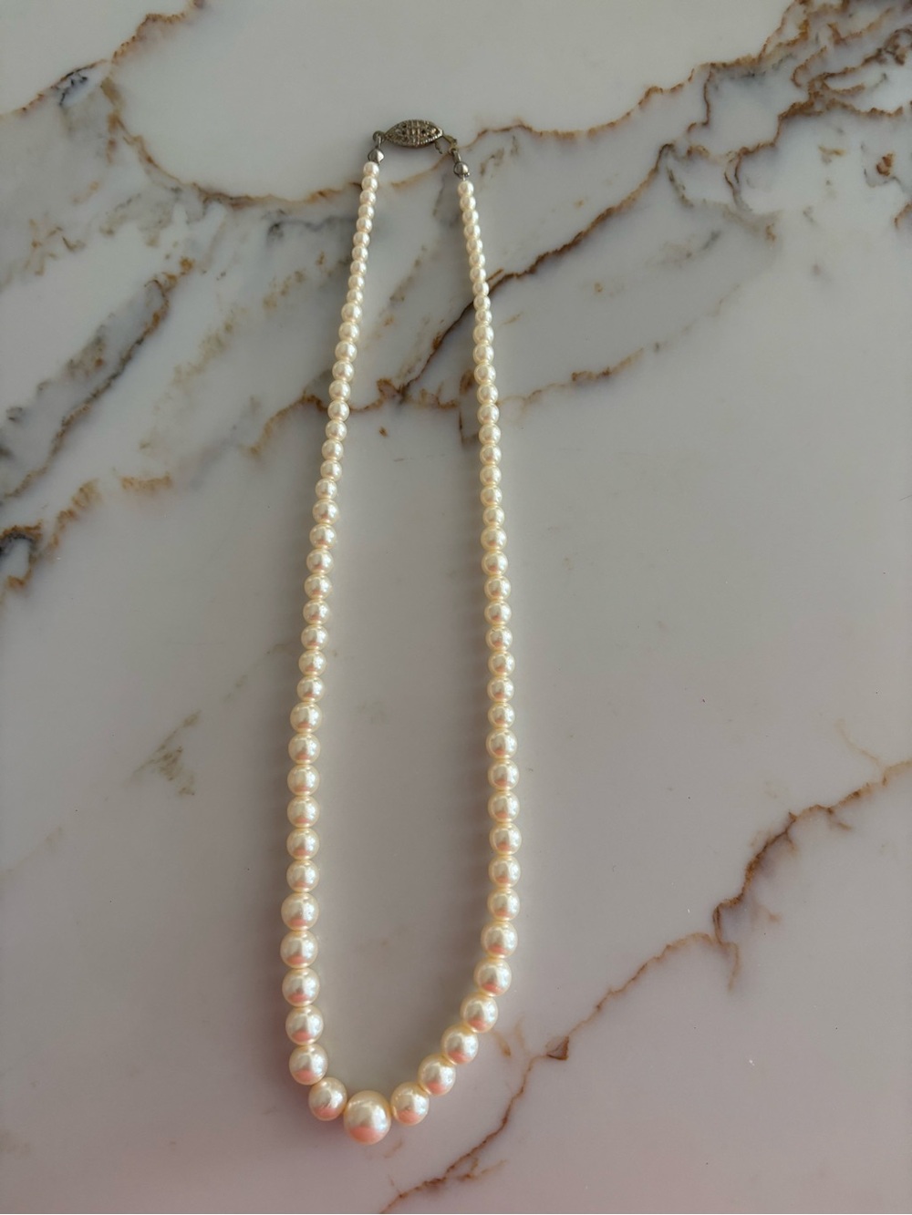 Classic Pearl Strand Necklace - White Pearls